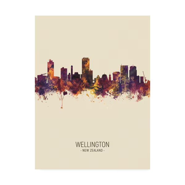 Michael Tompsett 'Wellington New Zealand Skyline Portrait III' Canvas Art, 14x19, Trademark Fine Art, Mfr#: MT02883-C1419GG